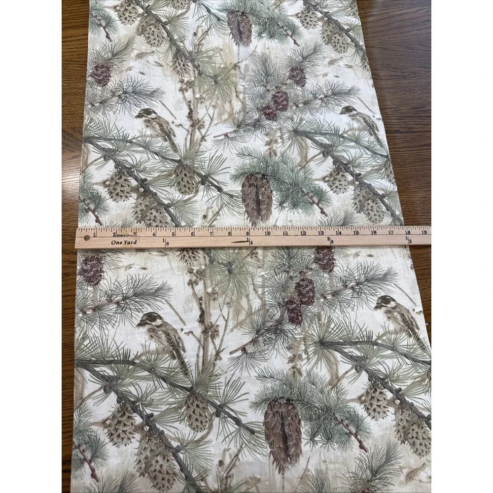 Pottery Barn Snow Pine Cone Bird Table Runner Holidays Winter Cabin 18